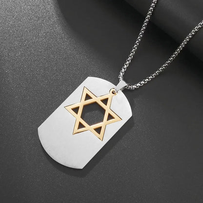 Stainless Steel Solomon Religious Seven Archangels Compass Pendant Necklace Men's Retro Lucky Amulet Jewelry