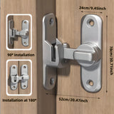 1pc Sliding Door Latch Home Security Latch Bolt Zinc Alloy 90 180 Degree Easy Install Lock Bathroom Sliding Door Bolt Latch