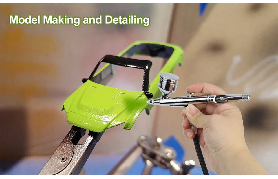 Dual-Action Gravity Airbrush Kit, 0.2/0.3/0.5mm Needles 7/20/40cc Cups Cleaning Tools for Makeup Nail Art Painting Car Detailing