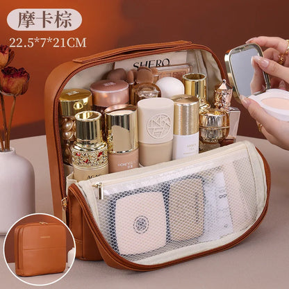 Professional Stand up Cosmetic Bag Large Capacity Travel Toiletry Organizer With Multiple Compartments Portable Storage Pouch