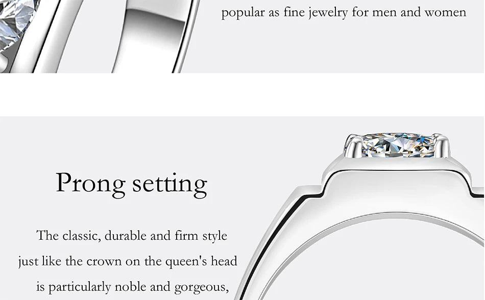 PERFANY 1/2CT Moissanite Ring for Men S925 Pure Silver Sparkling Diamond Domineering Wedding Ring Luxury Wedding Jewelry Gift