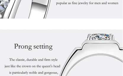 PERFANY 1/2CT Moissanite Ring for Men S925 Pure Silver Sparkling Diamond Domineering Wedding Ring Luxury Wedding Jewelry Gift