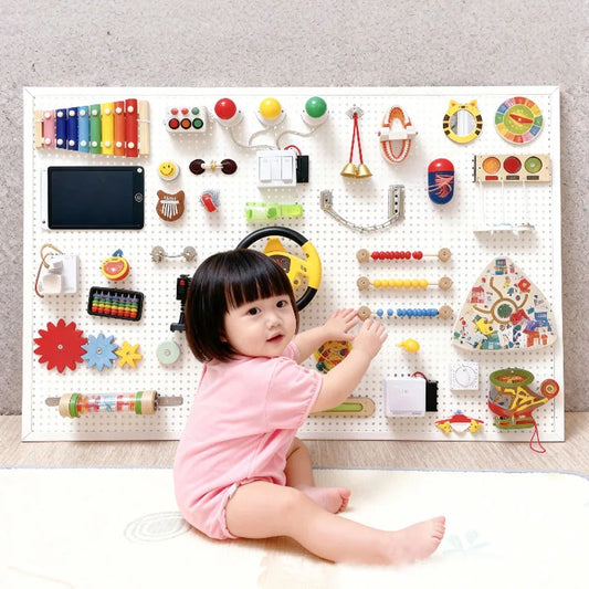 Kids Busy Board DIY Toys Basic Life Skill Training Montessori Educational Lock Cognition Activity Accessorie Material Learning