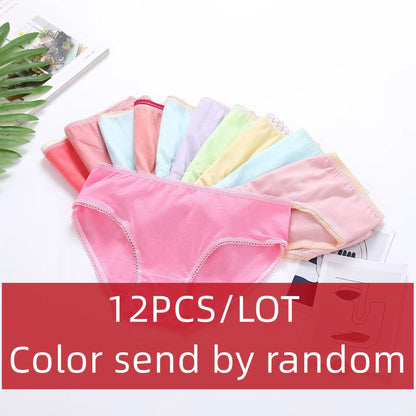12pcs /Lot Baby Girls Briefs Cartoon Underwears Children Panties Short Underpants For 1-12 Years