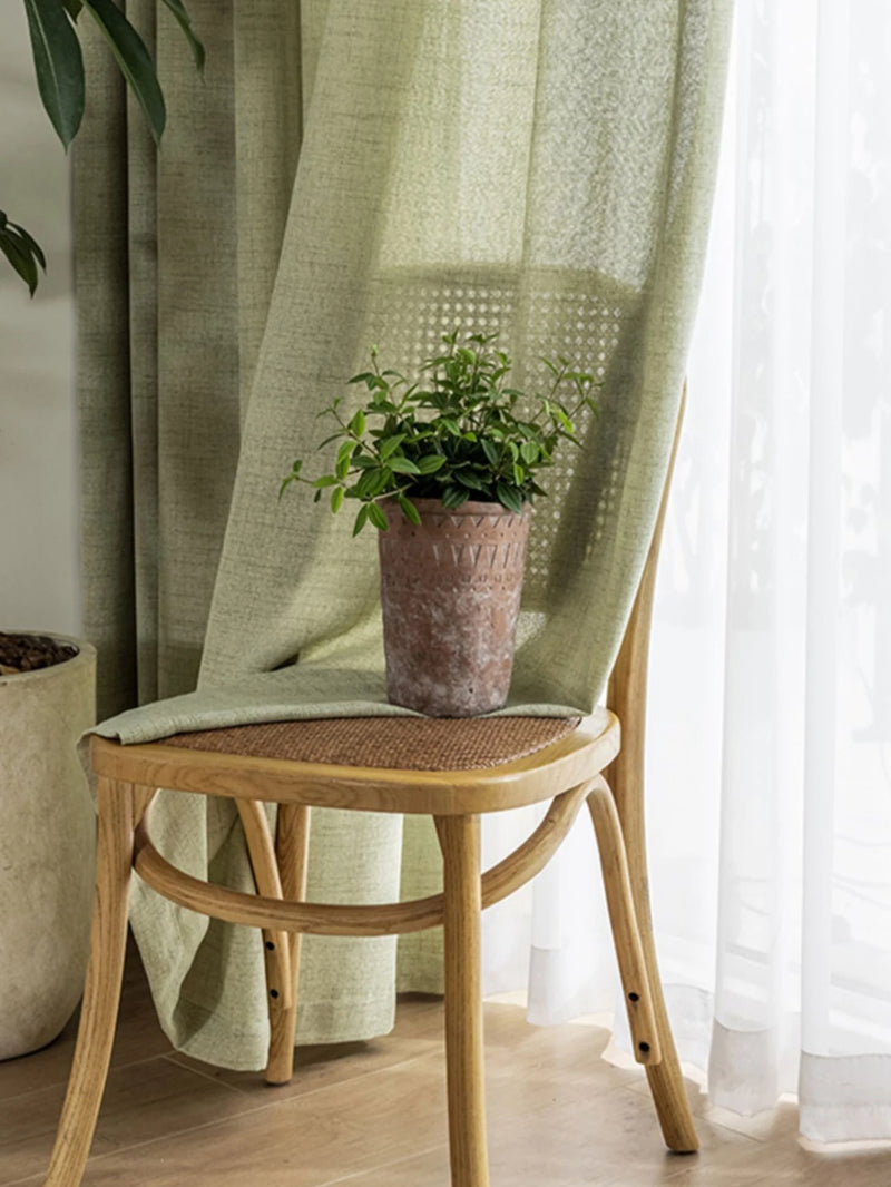 Spring and summer Japanese matcha, green cotton and linen curtains sheer curtains, opaque curtains, luxurious linen for bedrooms