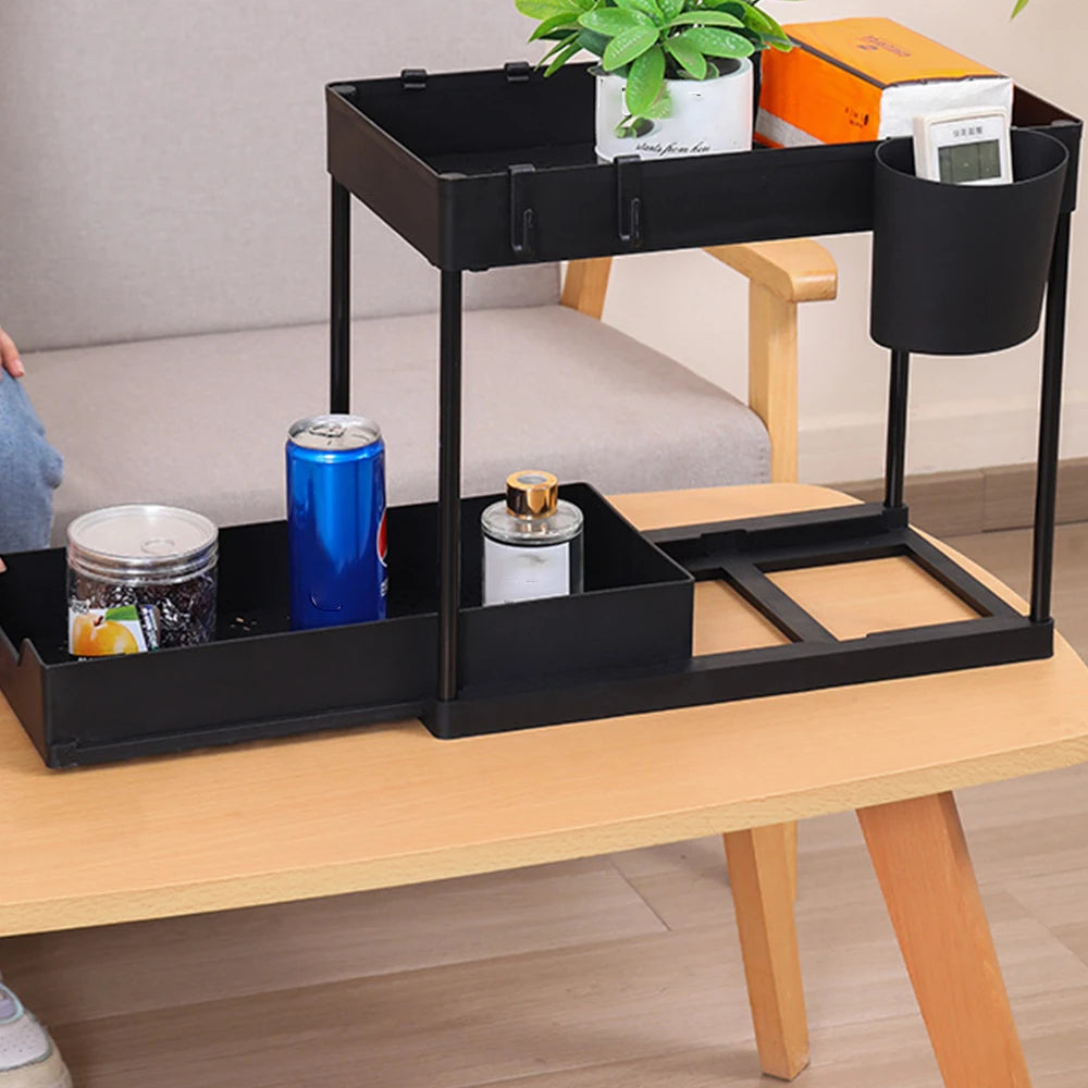 Kitchen Storage Rack with Sliding Cabinet Drawers Multi-Purpose Storage Shelf Holder Kitchen Desktop Organization Rack