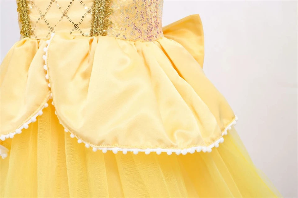 Children's Halloween Role Play Fairy Princess Belle Dress Xmas Carnival Masquerade Performance Birthday Party Fancy Girl Clothes