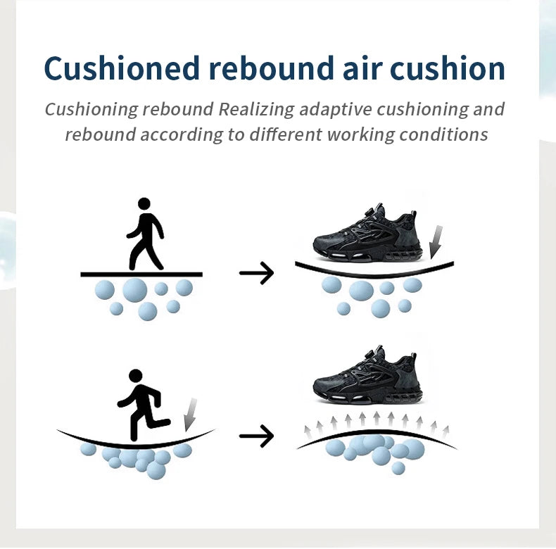 Rotating Button Safety Shoes Men Steel Toe Sneaker Air Cushion Work Shoes Man Puncture Proof Work Safety Boots Protective Shoes