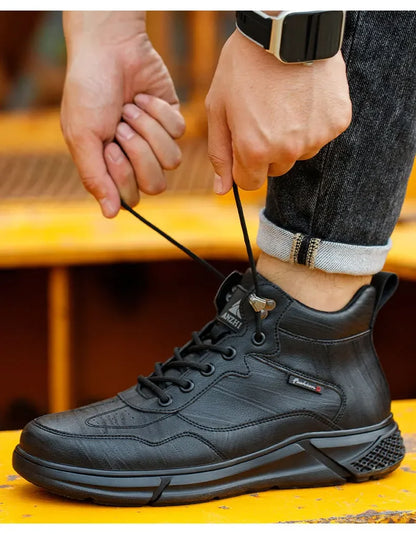 waterproof safety sneaker for men winter anti-slip boots man construction indestructible black work boots steel nose work shoes