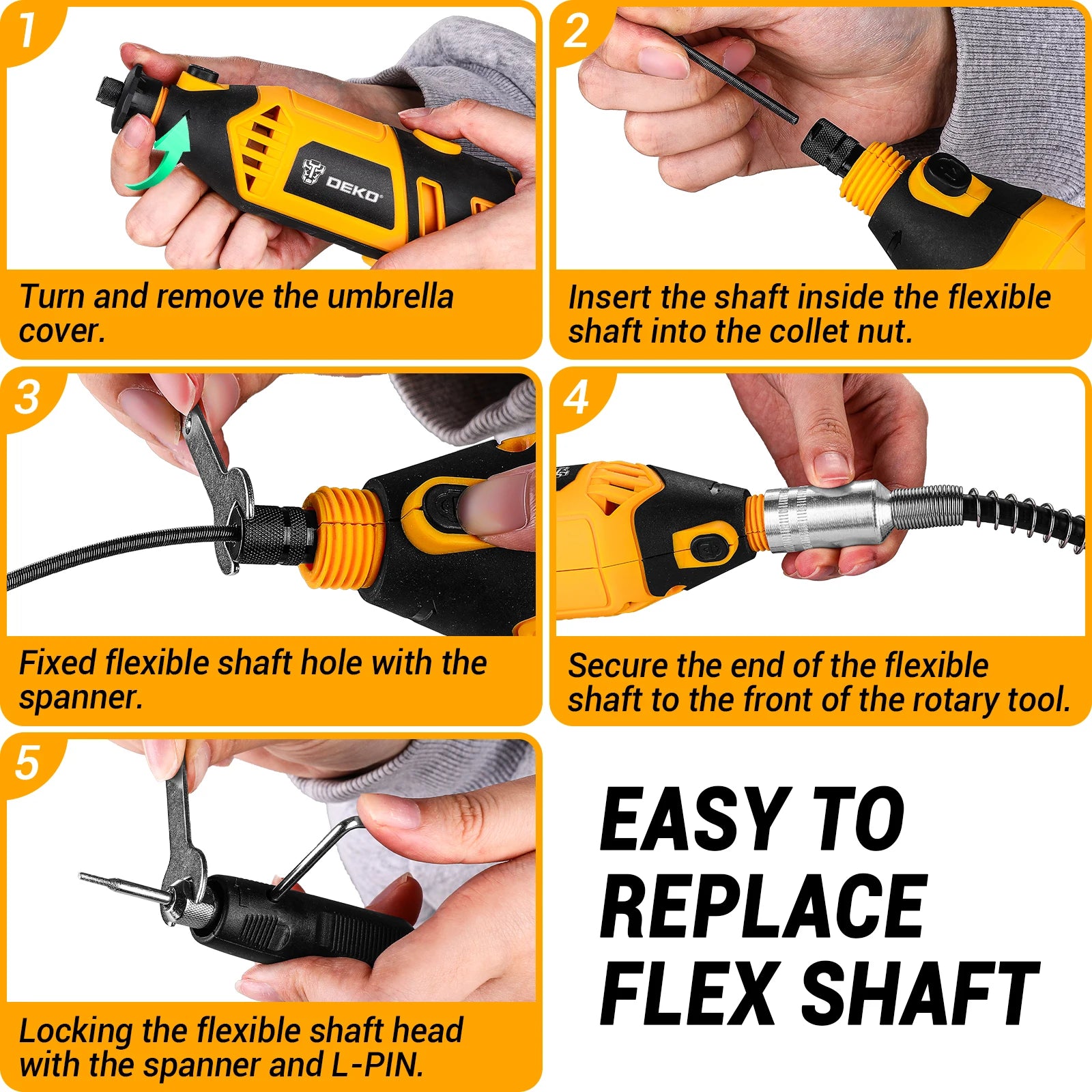 DEKO Kit de herramientas rotativas de 220v, herramientas rotativas manuales eléctricas Mini para madera/Metal, máquina perforadora amoladora eléctrica