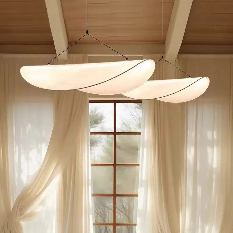 Wabi Sabi Silk Pendant Lamp Modern LED Ceiling Chandelier Light for Living Room Dining Bedroom Indoor Home Decor Light Fixtures