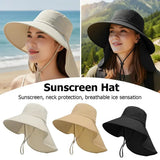 Protection Sun Hat Polyester Fiber Wide Brim with Neck Cover Cooling Quick Dry for Beach Hiking Fishing Gardening Outdoor Activities
