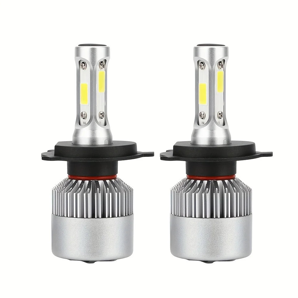 2pcs Ultra-Bright H7 H4 Led Car Headlights 150W High Power 24000Lm 6000K White Cob Chips With Cooling Fan Longer Lifespan