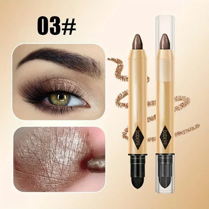 Eyeshadow Stick Pencil Waterproof Glitter Matte Eyeshadow 2 in 1 Pearly  Makeup High Pigmented Eyelid Under Crease Eyeshadow Pen