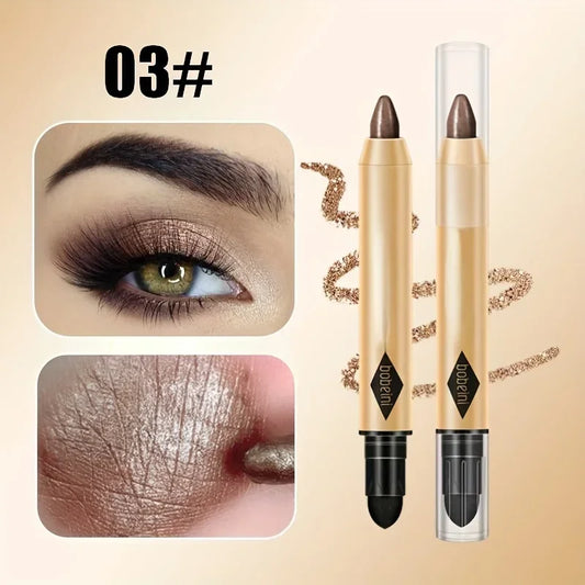 Eyeshadow Stick Pencil Waterproof Glitter Matte Eyeshadow 2 in 1 Pearly  Makeup High Pigmented Eyelid Under Crease Eyeshadow Pen