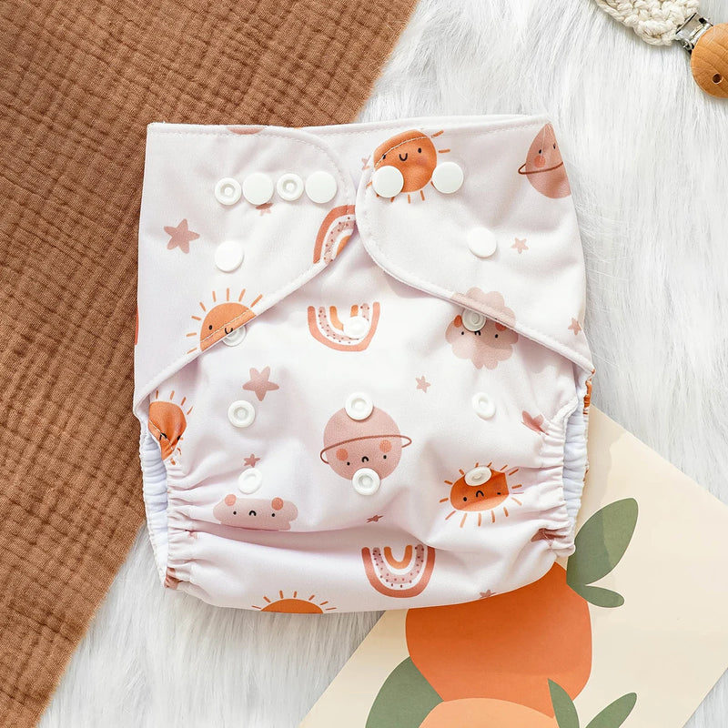 Pañales de tela para bebé, impermeables, reutilizables, ajustables, ecológicos, 100 % poliéster.