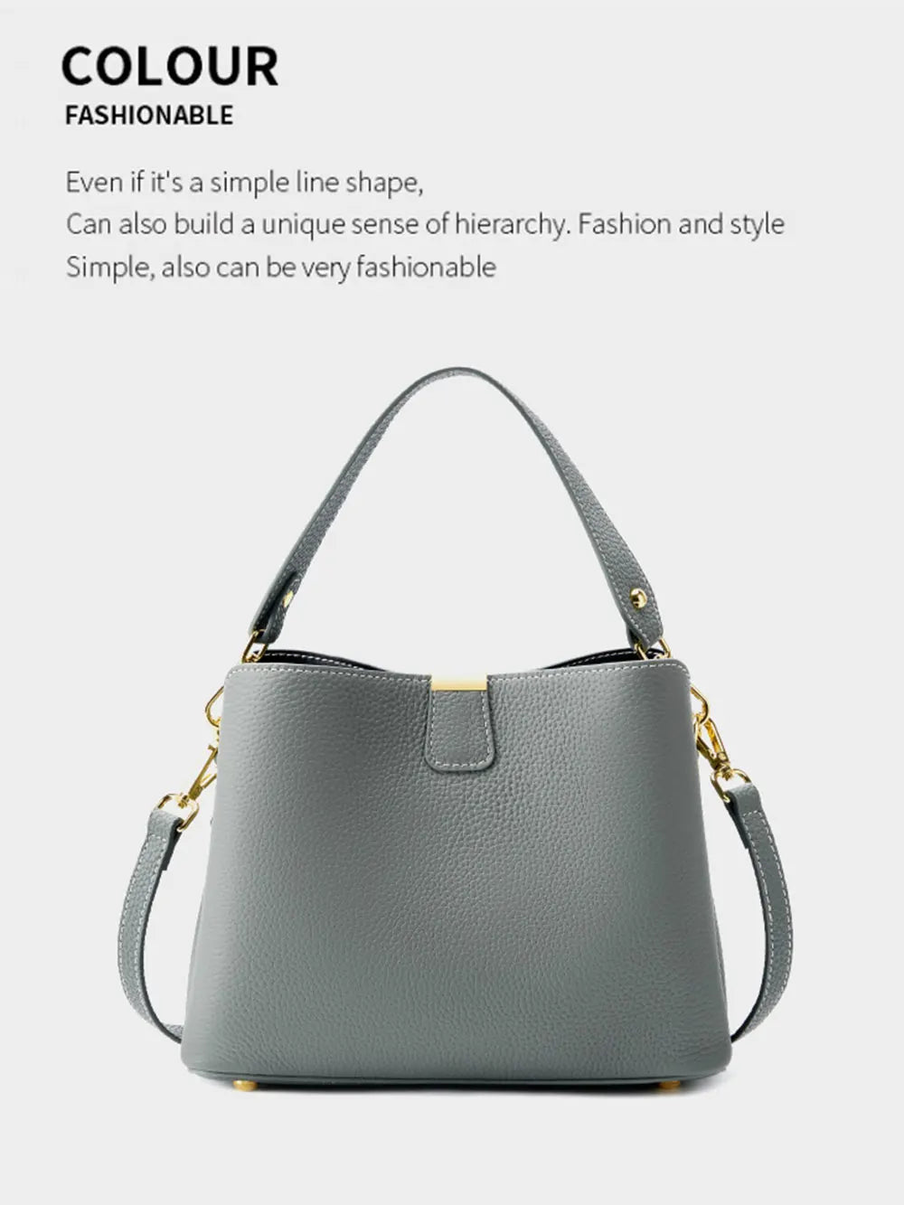 100% Genuine Leather Women's Bucket Bag Luxury Designer Versatile Shoulder Bag Women Commuter Crossbody Bags Female Handbag