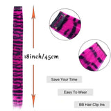 New Stripe Printed Clip-in Hair Extensions Synthetic Straight Hair Highlights Colorful 18 Inch Wig Hairpieces for Girls