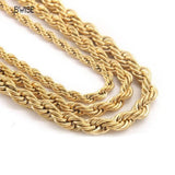 Bwise 3/4mm 316L Rope Chain Necklace Stainless Steel Never Fade Choker Waterproof Men Women Jewelry Gold Color Chains Gift