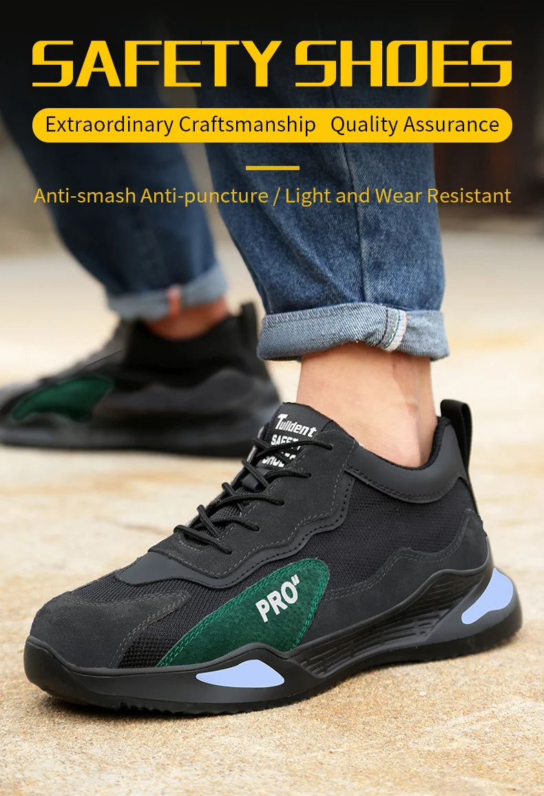 Fashion Sports Shoes Work Boots Puncture-Proof Safety Shoes Men Steel Toe Shoes Security Protective Shoes Tactical Boots