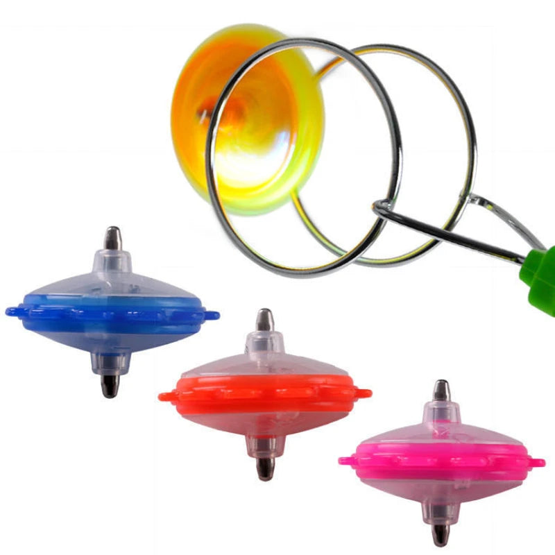 Giroscopio magnético mágico con luz LED, juguete creativo con manivela, luminoso, colorido, con mango giratorio, clásico para niños