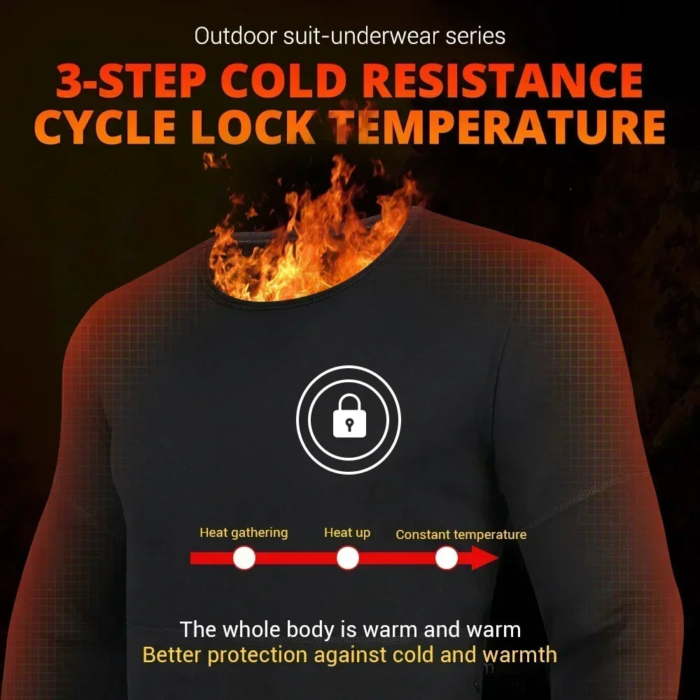 Winter Thermal Heated Jacket Men Vest Heated Underwear Men's Ski Suit USB Electric Heating Clothing Fleece Thermal Long Johns