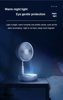 P10 10800mAh Folding Portable Fan USB Remote Control Air Cooler Silent Rechargeable Wireless Floor Standing Fan for Camping Desk