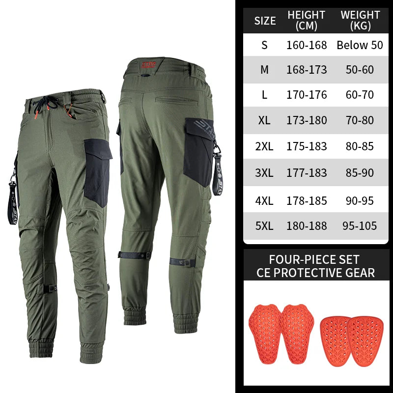 SFK New Black Motorcycle Pants Riding Men Equipment Summer Breathable Trousers With CE Protection Armor Wearing Gears Accessories
