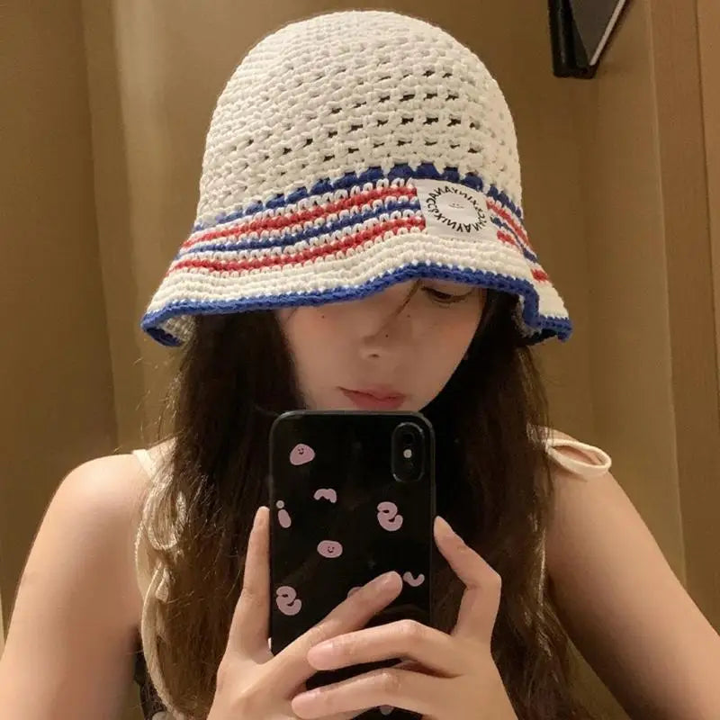 31BB Patterned Breathable Fisherman Hat Fabric Warm Season Shore Headwear Korean Fashion Lightweight Outdoor Sun Protection