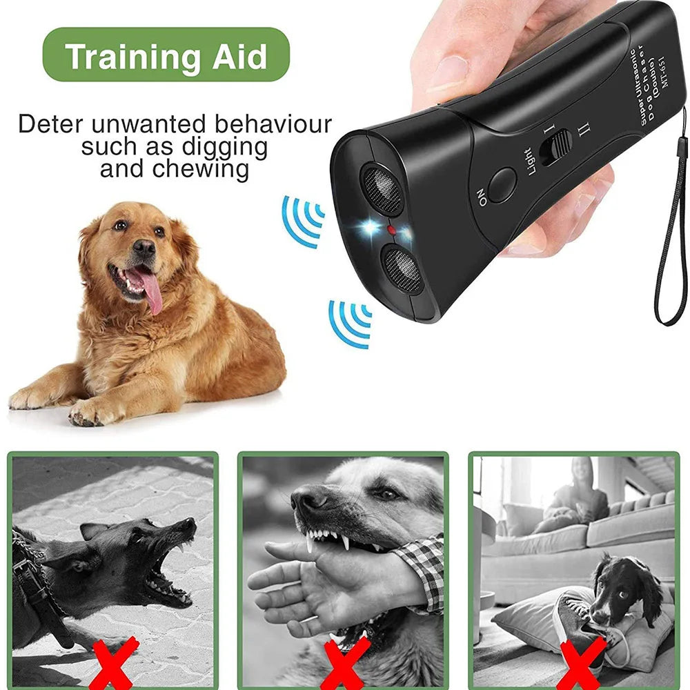 Ultrasonic Dog Chaser Stop Aggressive Animal Attacks Dog Repeller Stop Bark Device with LED Flashlight Pet Dog Training Tools