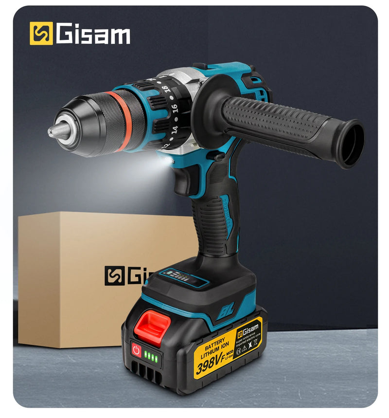 480N.M Brushless Electric Impact Drill Cordless Drill 13mm Electric Screwdriver DIY Driver Power Tool for Makita 18V Battery Pin