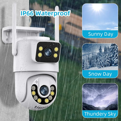 Outdoor Wireless Security IP Camera 4K 8MP HD Dual Lens External Wifi PTZ Camera Auto Tracking Street Surveillance Camera iCsee