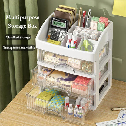 Drawer Style Storage Box Transparent Jewelry Skin Care Products Storage Box High-capacity Desktop Clutter Dustproof Organizer