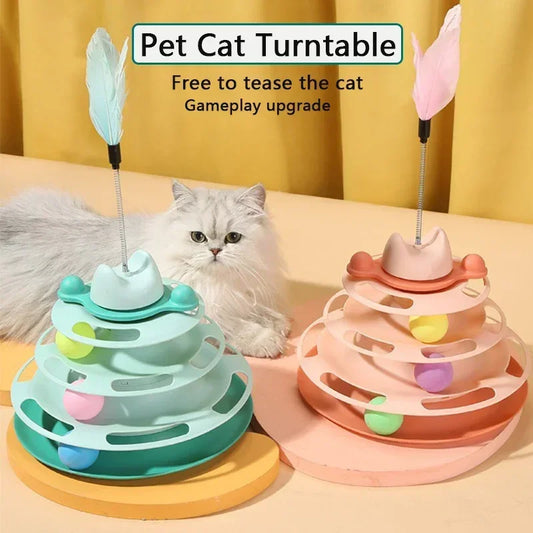 3/4 Levels Cats Toy Tower Tracks Cat Toys Interactive Cat Intelligence Training Amusement Plate Tower Pet Products Cat Tunnel