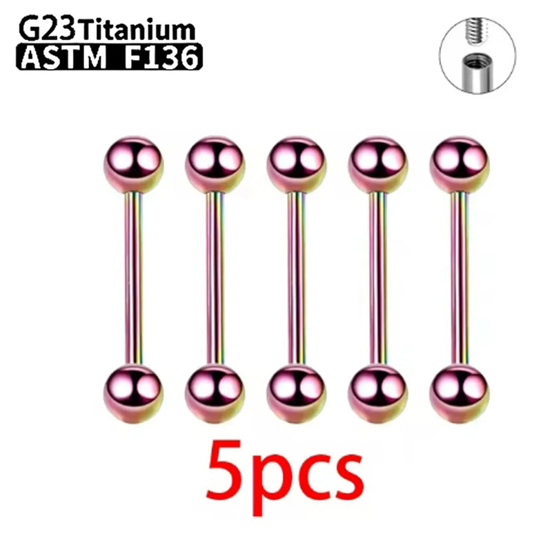 1/5/10pcs G23 Titanium External Internal thread Piercing Jewelry 14G 16G Long Industrial Sexy Barbell Barbell Ring Tongue