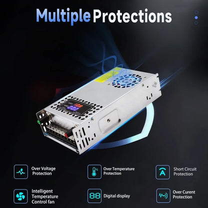 Conversor AC para DC ajustável 0-72V 0-40A 480 a 600W fonte de alimentação de comutação para luz de tira LED, CCTV, impressora 3D, computador de laboratório