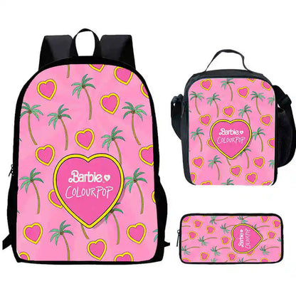 Mochila escolar infantil con diseño de Barbie y bolsas para el almuerzo y lápices para guardería, el mejor regalo para niños y niñas.