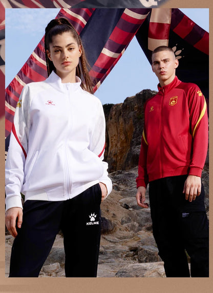 Chaqueta de punto de entrenamiento de fútbol Kelme, serie Qatar para hombre, primavera 2024, para deportes al aire libre, running, fitness, abrigo cortavientos