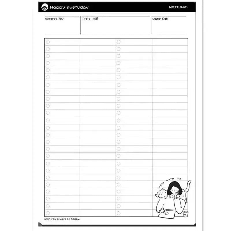 1PC B5 Sticky Note Paper Simple and Tear off Paper Learning Supplies Plan Note Book