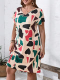 2024 Spring and Summer Cross-border Europe and America New Large Women's Fashion V-neck Shirt Dress Plus Size