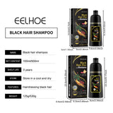 Shampoo EELHOE 3 em 1 para Tingir Cabelos de Preto: Crescimento, Limpeza, Escurecimento e Nutrição Profunda – Fórmula Natural, Orgânica e à Base de Ervas