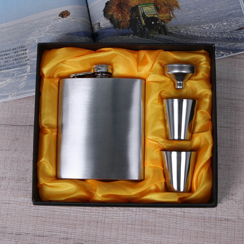 8oz Outdoors Portable Pocket Hip Flask Stainless Steel Whiskey Flask Drink Alcohol Container Gift Box Vodka Drinking Bottle Tools