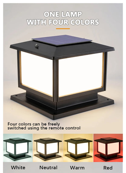LED Solar Column Light Waterproof Solar Light Outdoor Remote Control Garden Sunlight Fence Channel Outdoor Decorative Light IP65