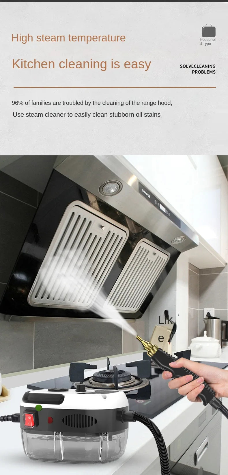 2500W Steam Cleaner High Temperature Jet Washer Range Hood for Kitchen Air Conditioner Car Cleaning Machine Home Appliances
