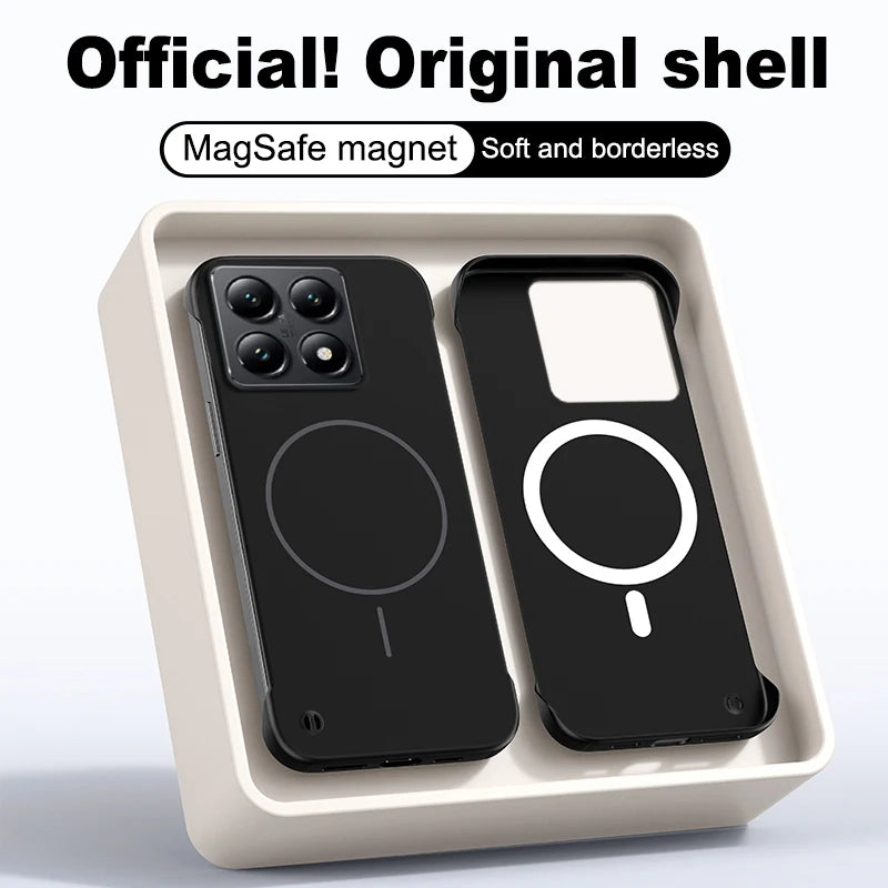 Frameless Ultra Thin Magnetic Case For Xiaomi 14T Pro Magsafe Hard PC Matte Shockproof Cover For MI14T 14TPro Shell Bumper
