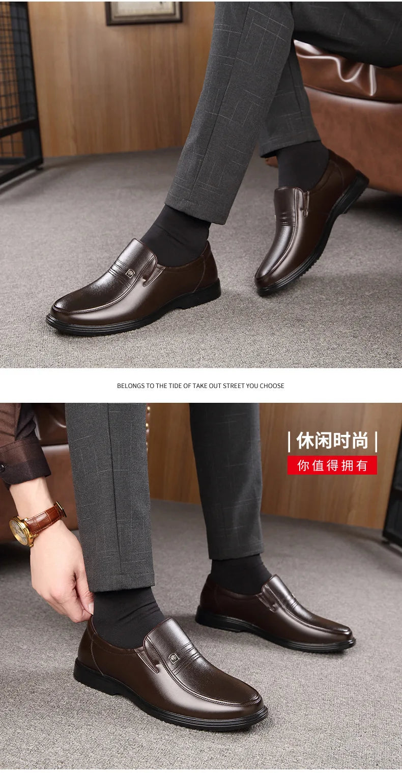 Leather Men Formal Shoes Luxury Brand 2025 Men's Loafers Dress Moccasins Breathable Slip-on Black Driving Shoes Plus Size 38-46