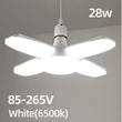Bombilla LED plegable E27 de 28 W, CA 220 V/110 V, 40 bombillas deformables para iluminación de techo del hogar, almacén y garaje, luz blanca de 6500 K.