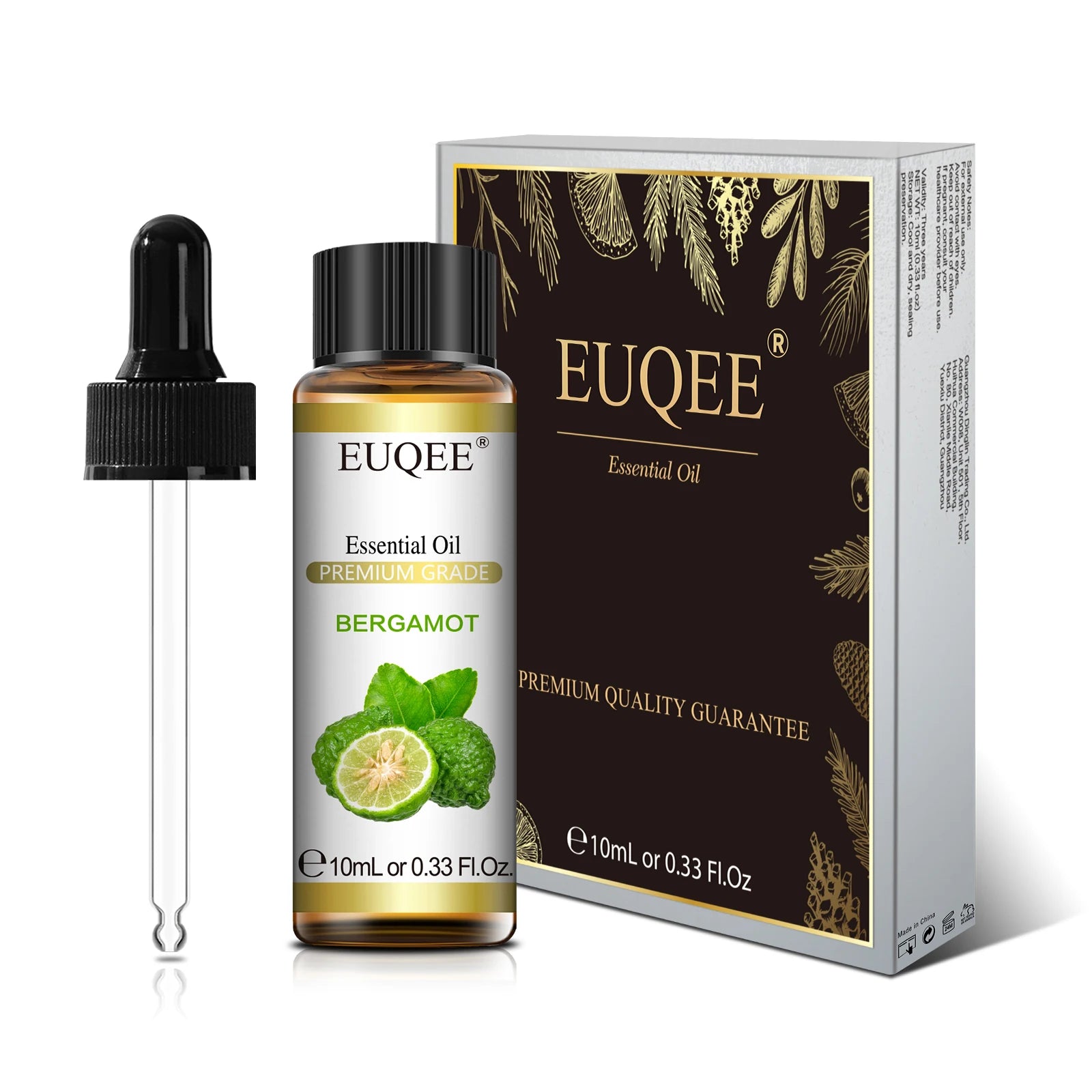 Óleo Essencial Natural de Plantas EUQEE 10ml com Conta-gotas para Difusor e Umidificador – Lavanda, Jasmim, Eucalipto e Baunilha