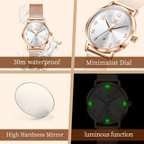 OLEVS 5653 Woman Watches Elegant Original Quartz Watch Waterproof Arabic Numerals Mesh Belt Date Ladies Watch Set Bracelet Watch