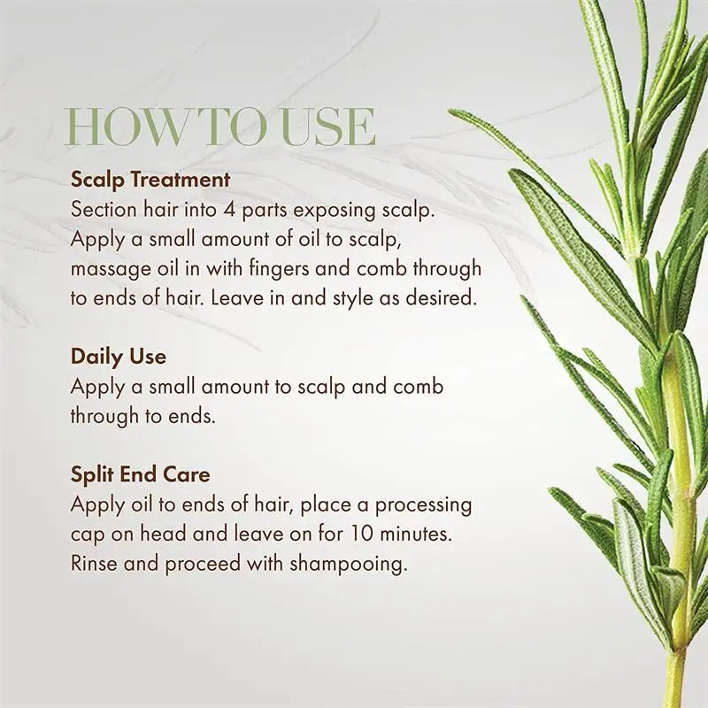 Óleo essencial para o crescimento do cabelo, tratamento nutritivo para fins divididos e orgânicos secos, cuidados capilares, nutrição, hortelã, hortelã